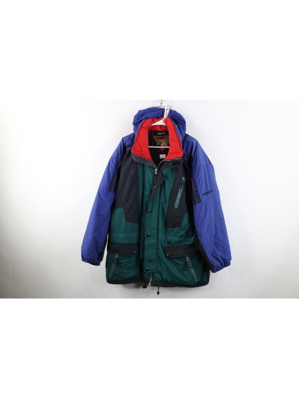 Vtg 90s Streetwear Mens Large Distressed Color Block Ski Snowboard Parka Jacket